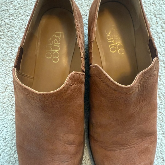 Franco Sarto Cognac Suede Ankle Booties 6.5 M Block Heel Gently Used - Picture 4 of 7